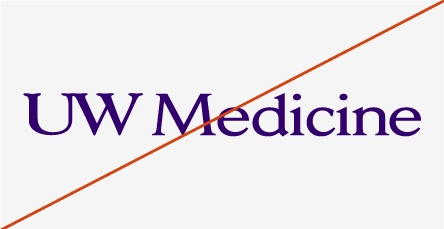 Image showing misuse of the abbreviated UW Medicine logo by stretching the logo