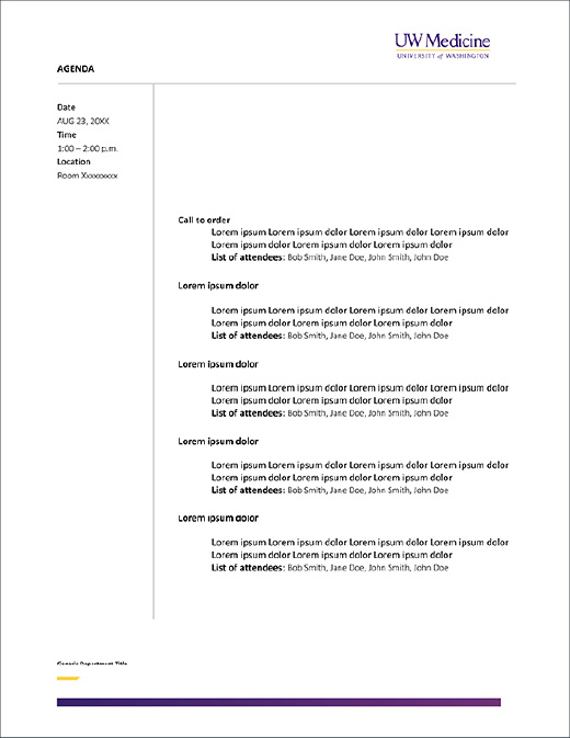 Image of Microsoft Word Agenda template page 1