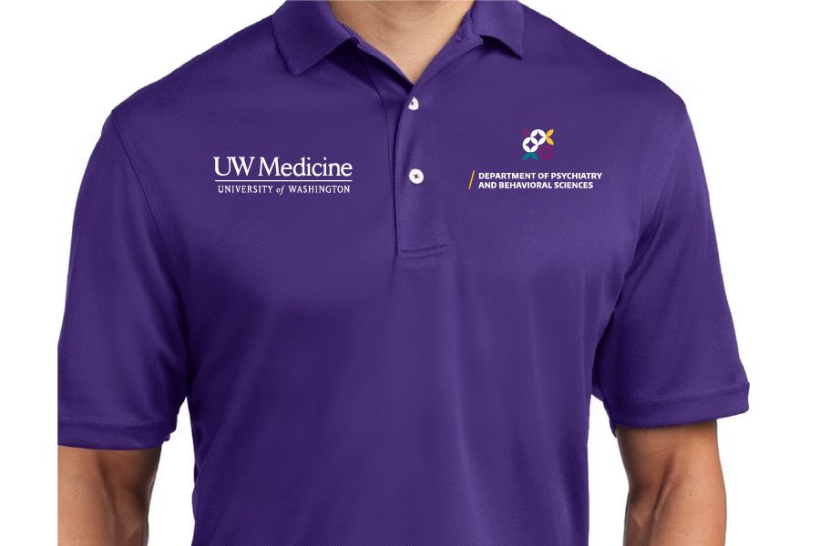 Branded polo shirt, with remote treatment and a graphic.