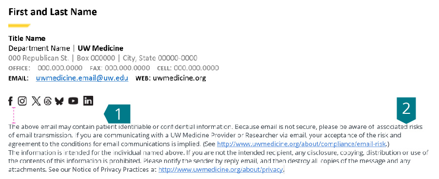 Visual of legalese in email footer
