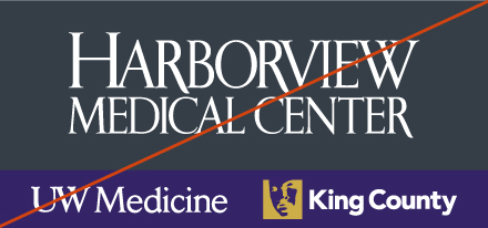 Image showing the misuse of the Harborview Medical Center lock-up logo by altering the color of the MLK bug
