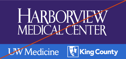 Image showing the misuse of the Harborview Medical Center lock-up logo by altering the colors