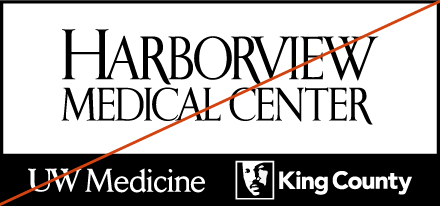 Image showing the misuse of the Harborview Medical Center lock-up logo by adding a black outline