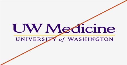 Misuse image showing the UW Medicine primary logo stretched