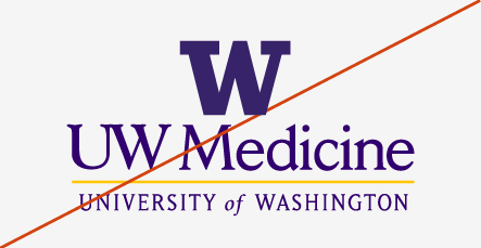 Misuse image showing use of block W on the UW Medicine Primary logo