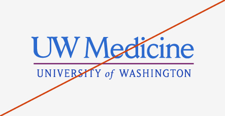 Misuse image showing the UW Medicine primary logo in an unapproved color