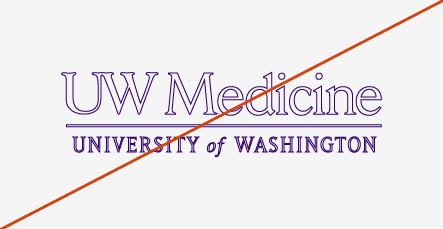 Misuse image showing the UW Medicine primary logo outlined