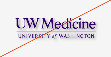 Misuse image showing the UW Medicine primary logo with a shadow effect