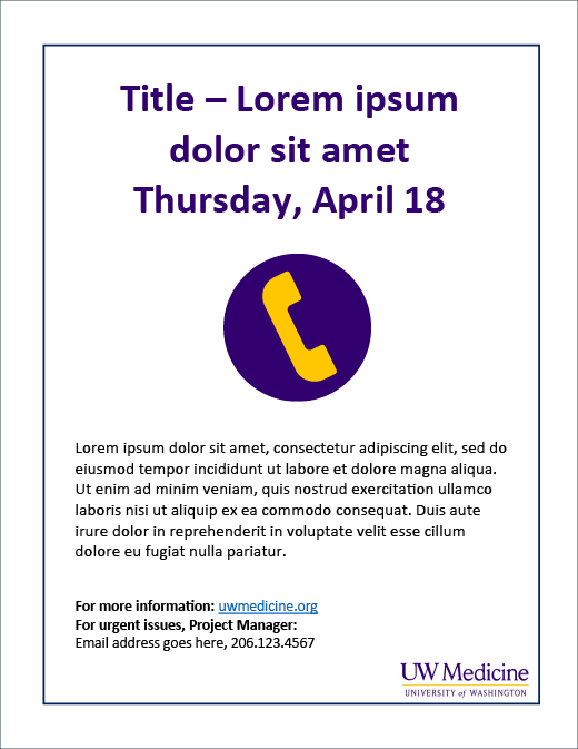 Image of Microsoft Word template for an informational vertical poster