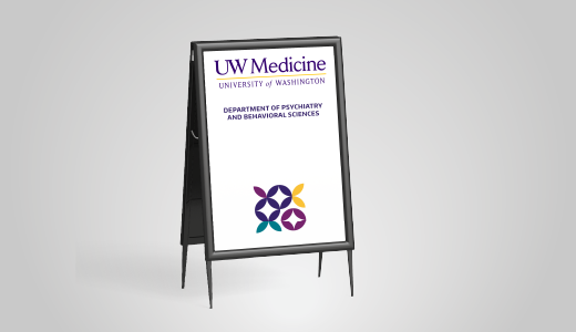 Example of using graphic with logo elements on a sandwich board.