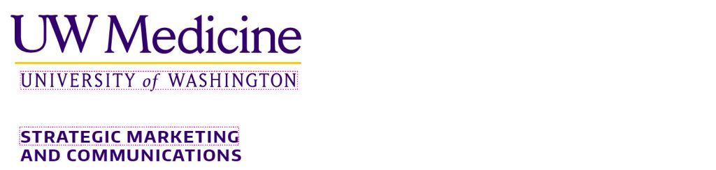 Image showing that the text height in the remote treatment should be no higher than the University of Washington wordmark.