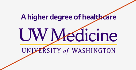 Misuse image showing UW Medicine tagline logo with altered position