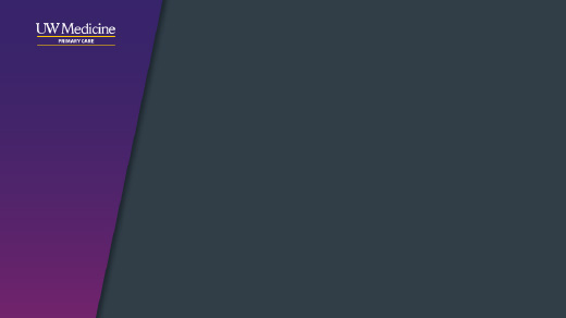 Purple and grey zoom background with white and yellow UW Medicine Primary Care logo