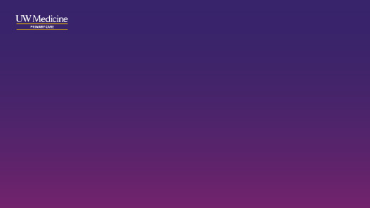 Purple gradient zoom background with white and yellow UW Medicine Primary Care logo