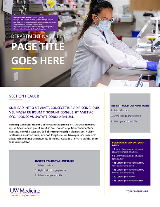 Image of Microsoft Word template for a print newsletter, option 1