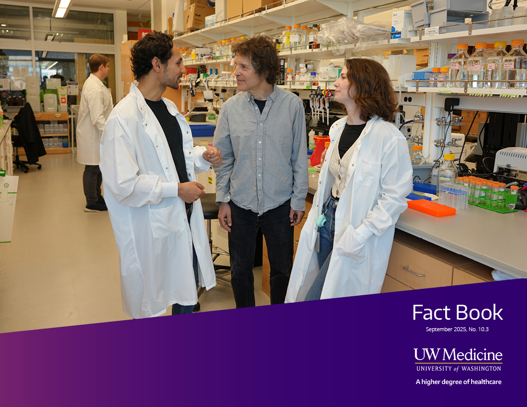 Image of the cover of the Fact Book, featuring David Baker and some of his students